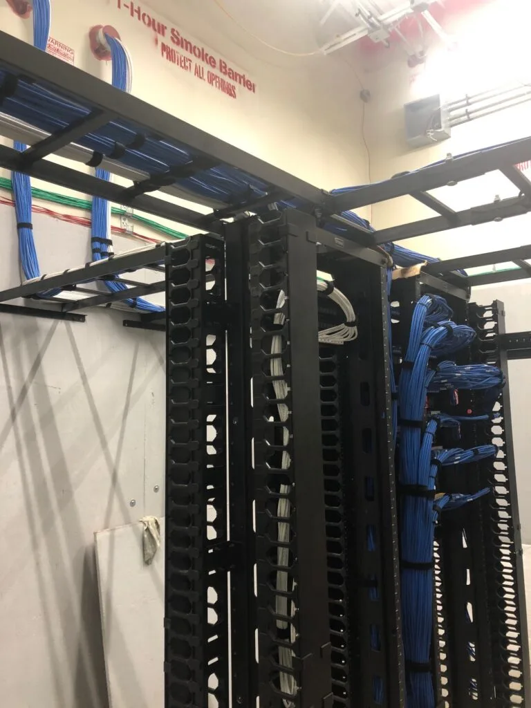 Cable ladder rack with organized bundles